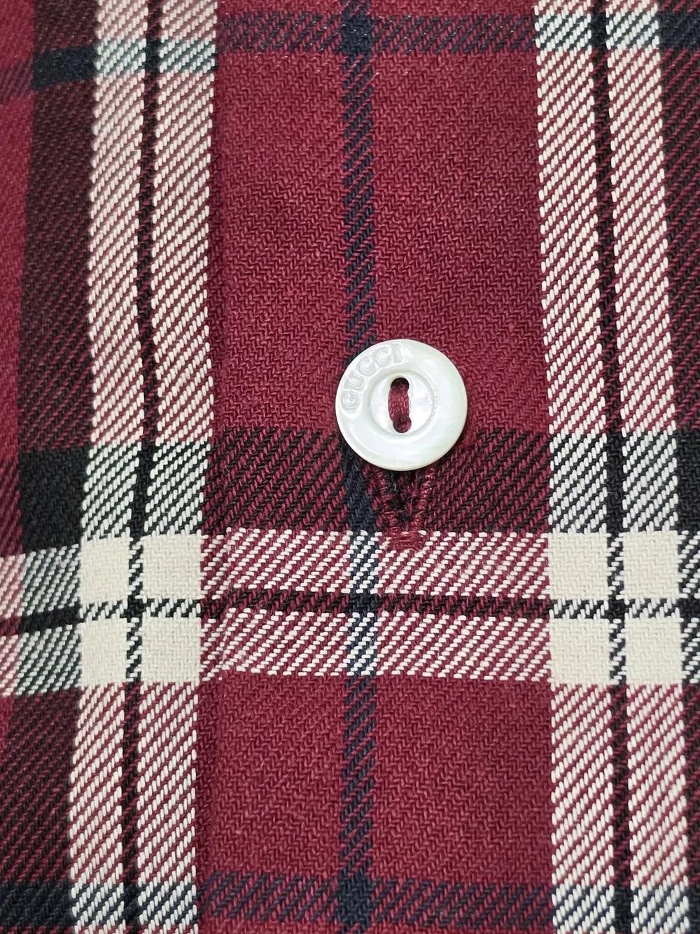 Gucci Men's Burgundy Plaid Short-Sleeve Shirt